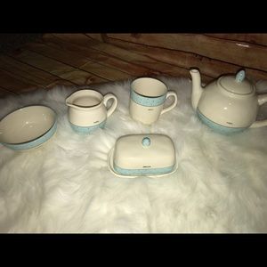 Rae Dunn baby blue with polka dot collection